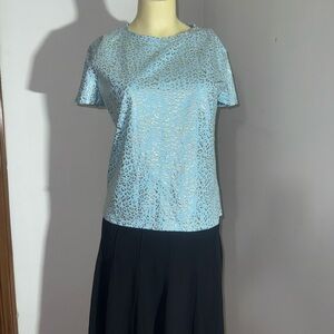 Blue gold Leopard Print Women's Top